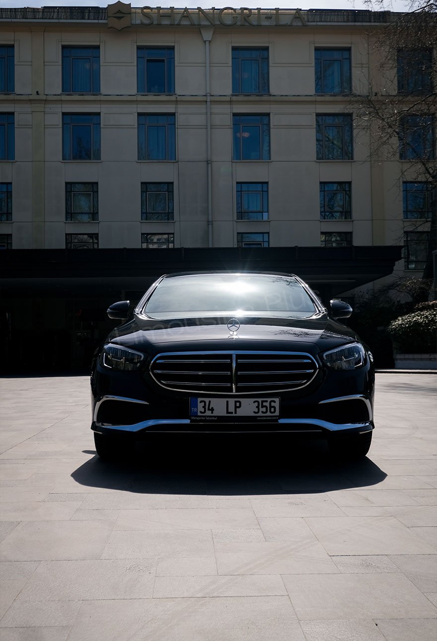 Front View of Luxury Mercedes E-Class Sedan