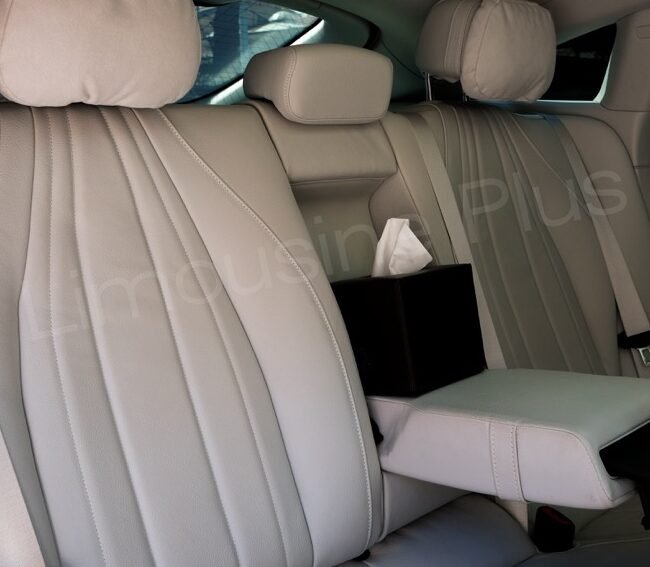 Luxury Mercedes EQS Electric Sedan Interior with Rear Amenities