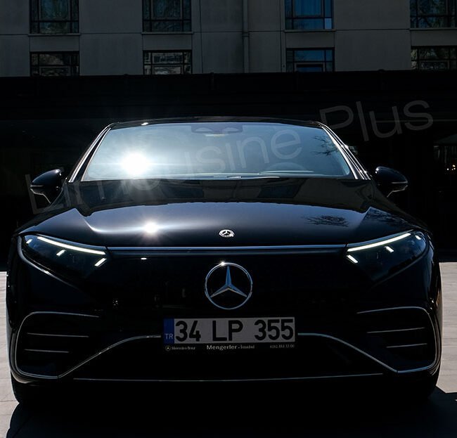 Front View of Luxury Mercedes EQS Electric Sedan