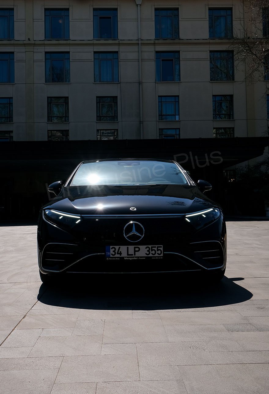 Front View of Luxury Mercedes EQS Electric Sedan