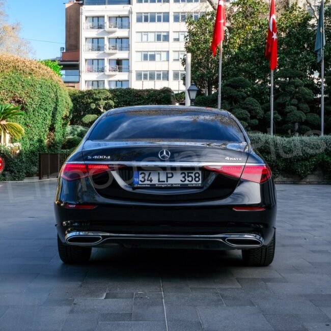 Rear View of Luxury Mercedes S-Class Sedan