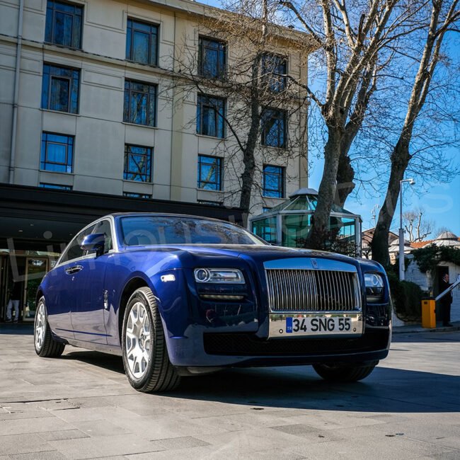 Rear View of Luxury Rolls-Royce Ghost Sedan