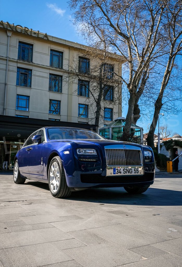Rear View of Luxury Rolls-Royce Ghost Sedan