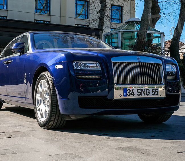 Rear View of Luxury Rolls-Royce Ghost Sedan