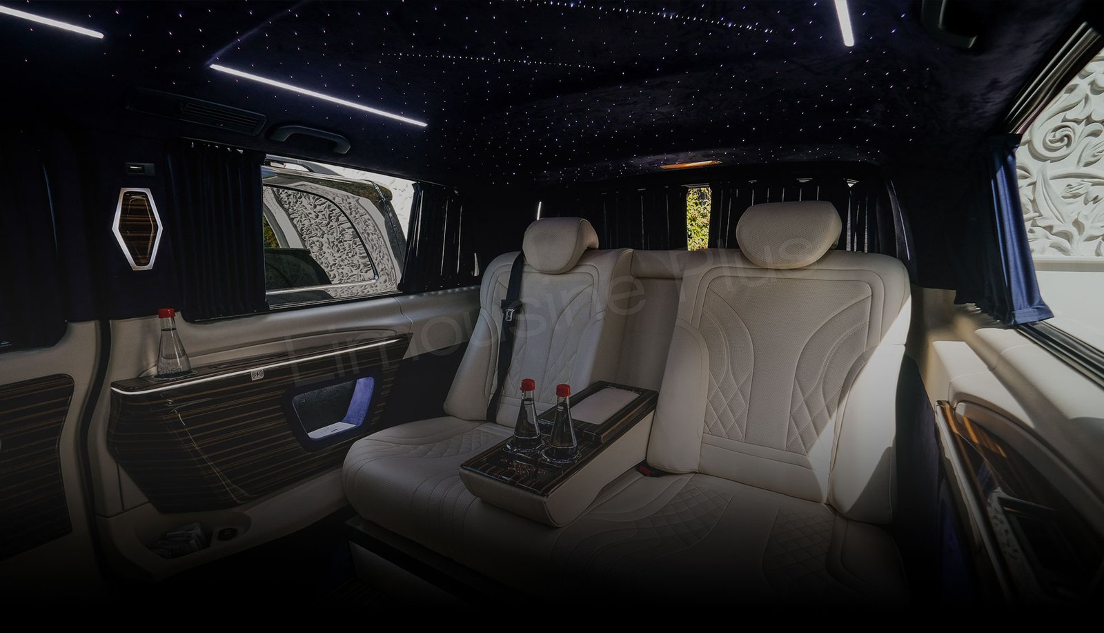 Luxurious Car Interior with Entertainment Screens