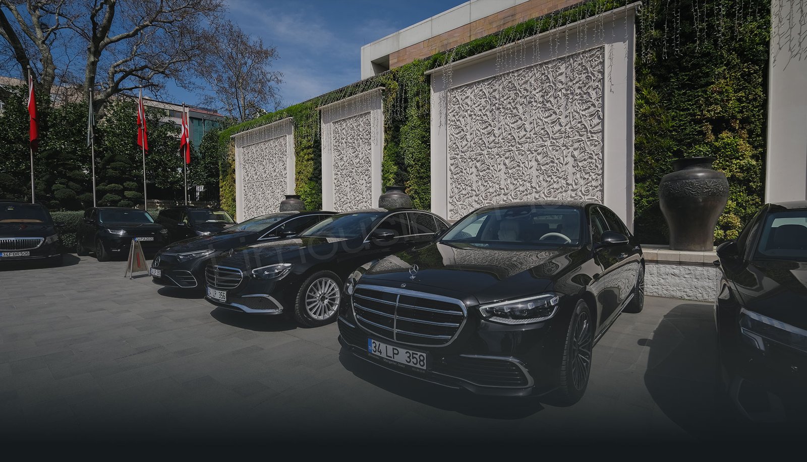 Luxury Mercedes Fleet at Hotel Entrance