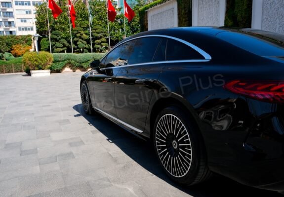 Front View of Luxury Mercedes EQS Electric Sedan