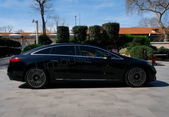 Side View of Luxury Mercedes EQS Electric Sedan