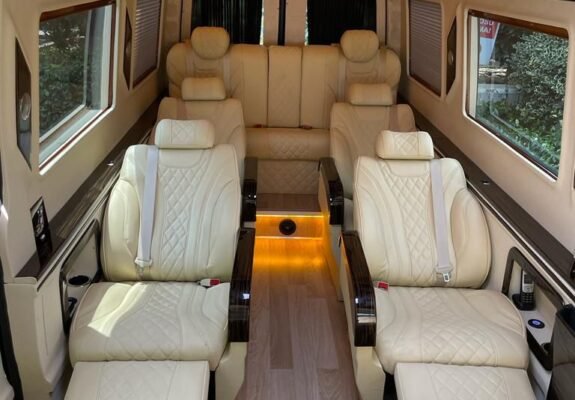 Luxury Mercedes Sprinter Minibus Interior with Starlight Ceiling